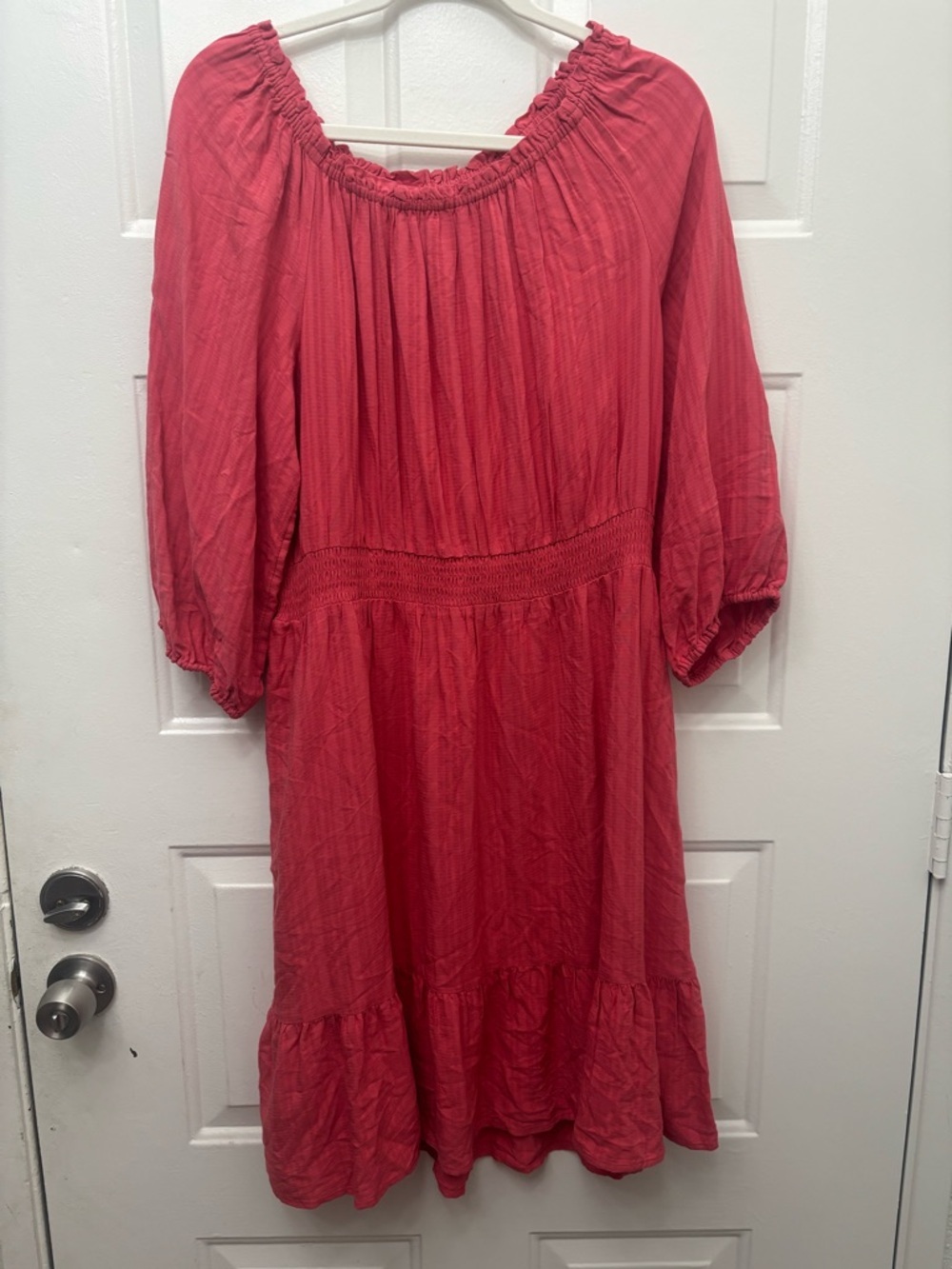 Knox Rose Coral Red Off-Shoulder Midi Dress